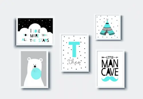 Quadros Infantil Urso Cabana Man Cave e Nome