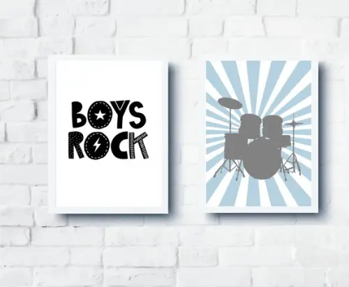 Quadros Menino Decor Boys Rock e Bateria
