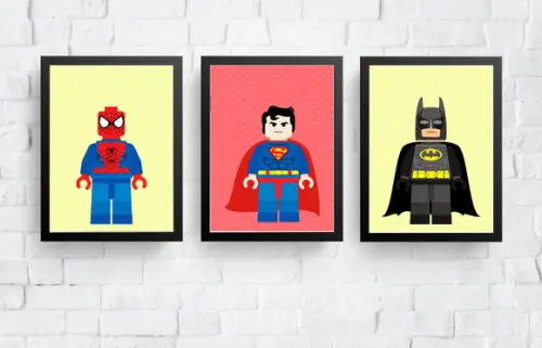 Quadros Quarto Infantil Lego Super Heróis A4