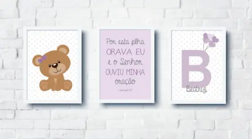 Quadros Ursa Versículo Nome Personalizado A4