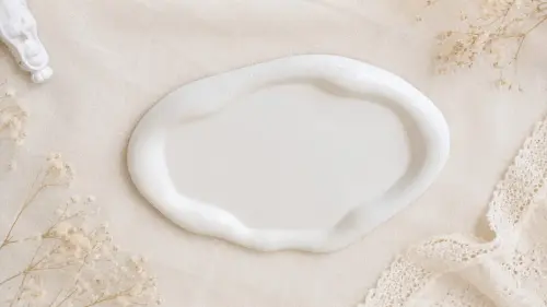Bandeja Organica Nuvem Cimento Branco  24 cm