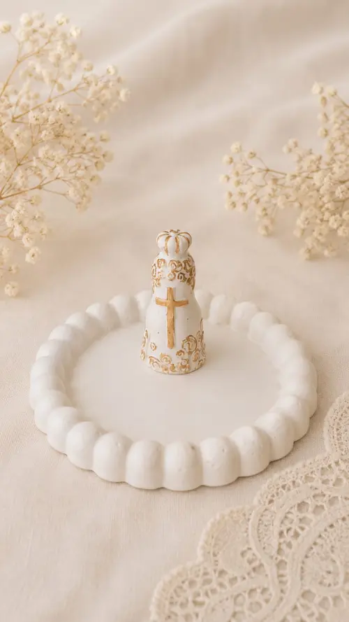 Conjunto Nossa Senhora e Bandeja em Cimento