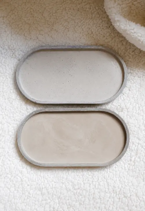 Bandeja Oval em Cimento Natural 17 cm