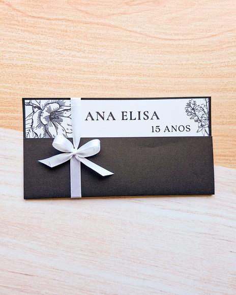 Convite 15 Anos Preto e Branco