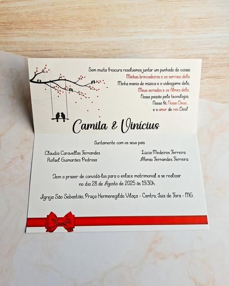 Convite Casamento Tipo Carta - Pássaros