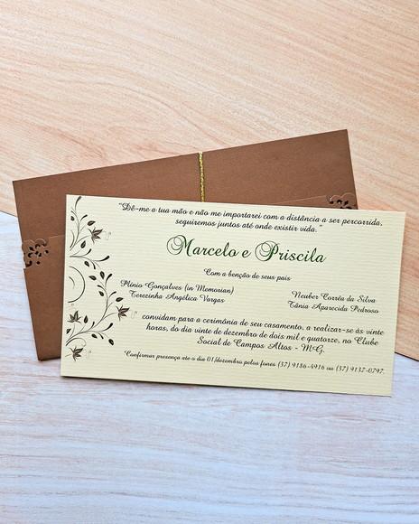 Convite de Casamento Marrom