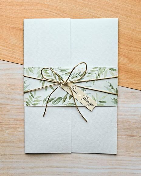 Convite de Casamento Moderno Folhas
