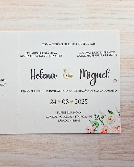 Convite de Casamento Quadrado Floral