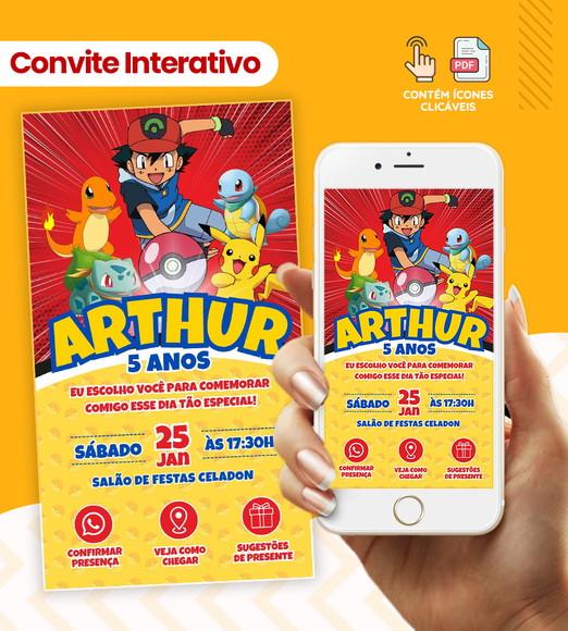 Convite Digital Interativo Pokemon