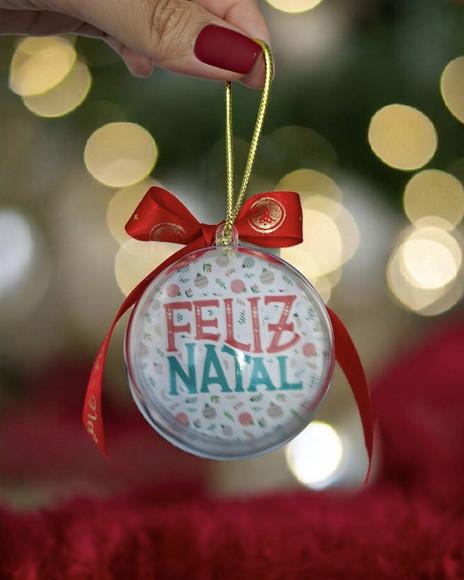 Enfeite Natal Bola Acrílica Personalizada C/embalagem 3 Unid
