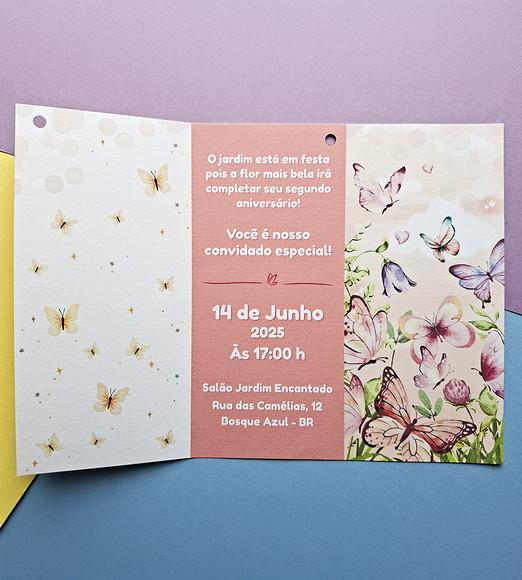 Kit Convite Impresso + Digital - Jardim das Borboletas