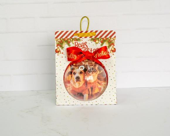 Enfeite Natal Bola Acrílica Personalizada C/embalagem 3 Unid