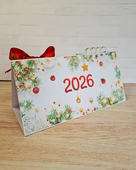Calendário de Mesa 2026 com Foto em Bola Acrílica - 3 Unid.