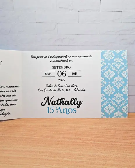 Convite Azul Debutante 15 Anos