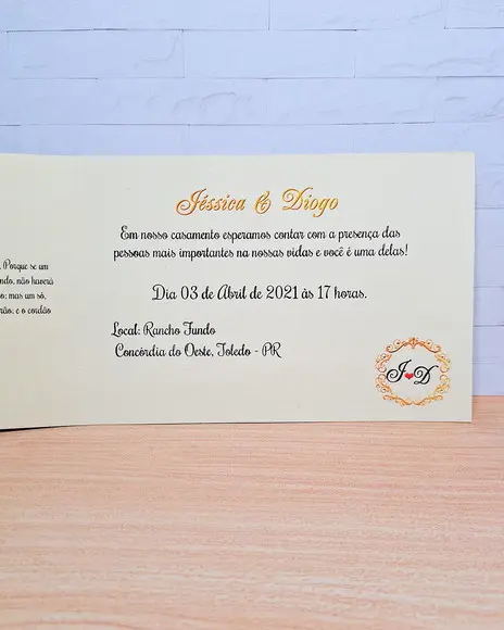 Convite Casamento Pequeno com Laço