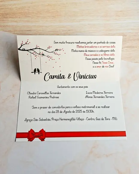 Convite Casamento Tipo Carta - Pássaros