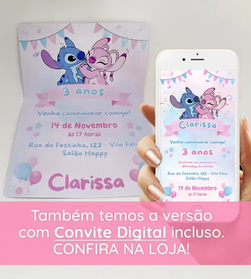 Convite de Aniversário Stitch