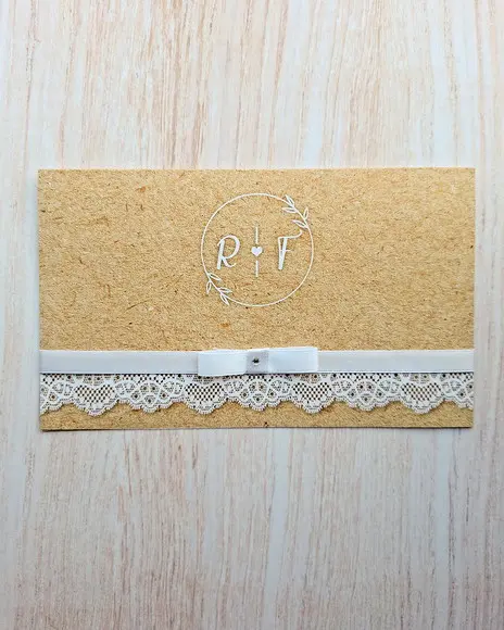 Convite de Casamento com Renda Kraft