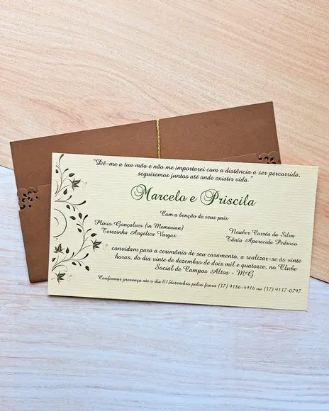 Convite de Casamento Marrom