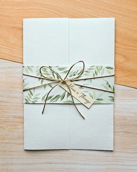 Convite de Casamento Moderno Folhas
