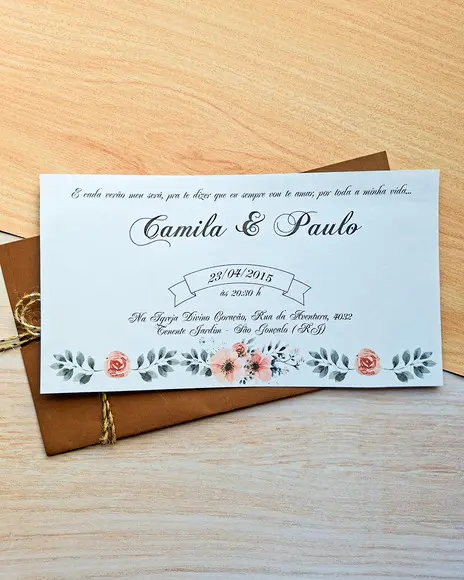 Convite de Casamento Marrom