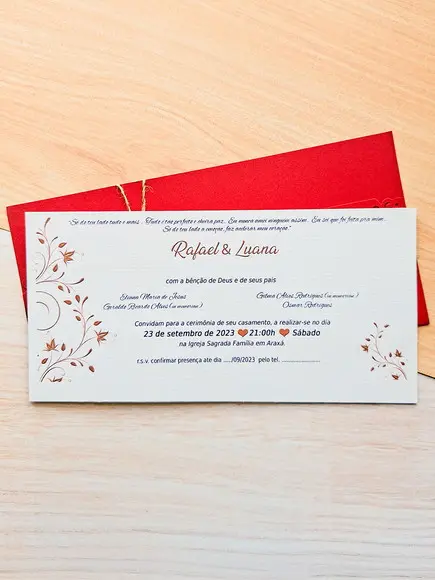 Convite de Casamento Vermelho