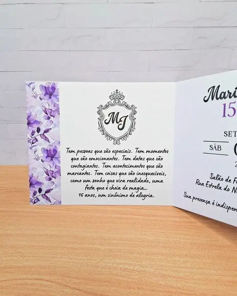 Convite Roxo Debutante 15 Anos