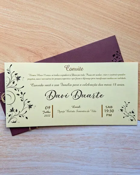 Convite Modelo Janela - Aniversário - Casamento - Bodas