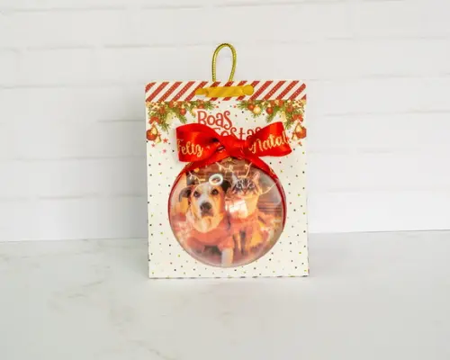 Enfeite Natal Bola Acrílica Personalizada C/embalagem 3 Unid