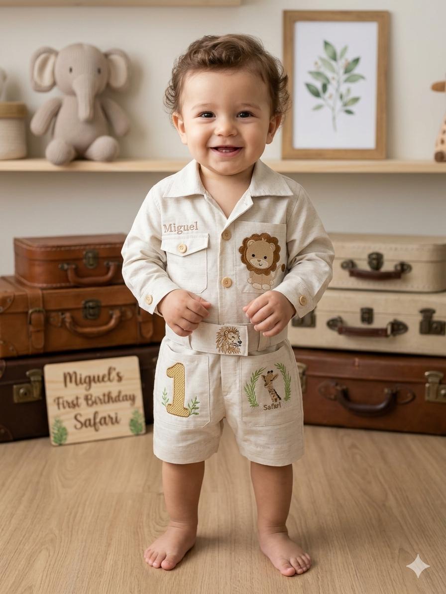 ✨ Macacão Safari Personalizado! 🦁🦒🐘🦓