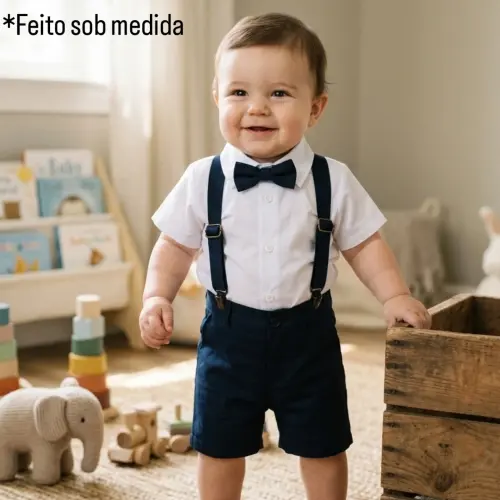 🌟 Conjunto Social Infantil Menino com Suspensório - Sob Medid