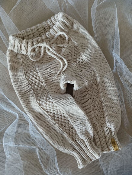 Calça Comprida Bebê Tricô Feito à Mão