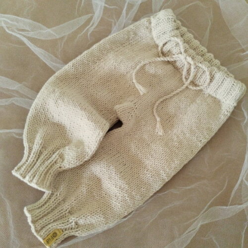 Calça Comprida Bebê Tricô Feito à Mão