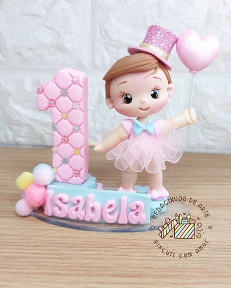 Mini Topo de Bolo Circo Rosa Biscuit
