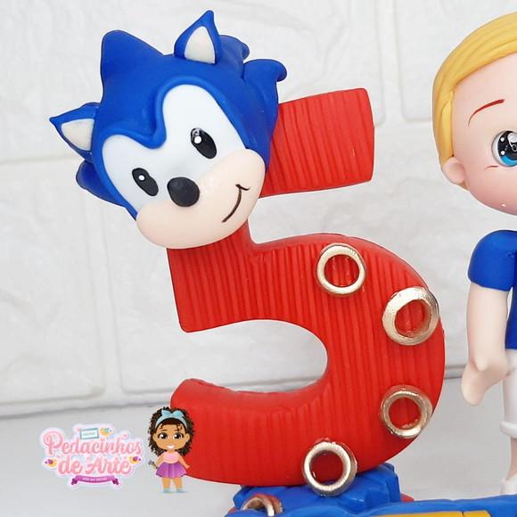 Mini Topo de Bolo Personalizado Sonic