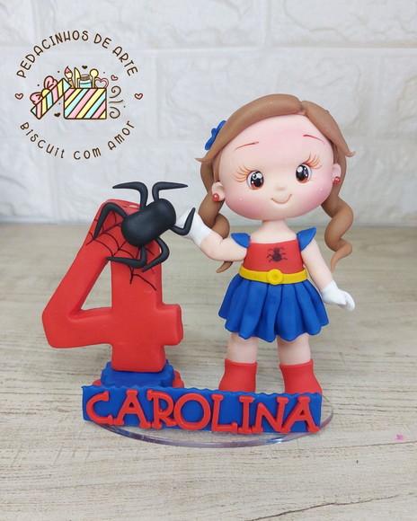 Topo de Bolo Biscuit Menina Aranha