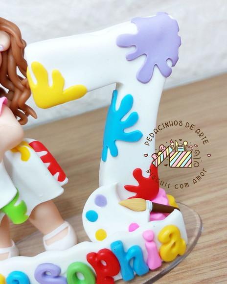 Topo de Bolo Biscuit Pintando o Sete