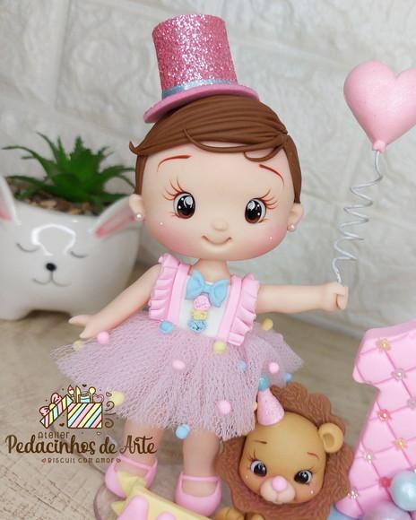 Topo de Bolo Circo Rosa