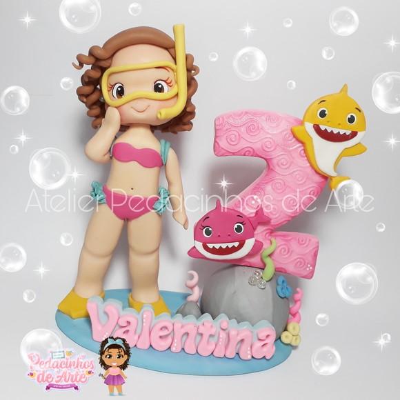 Topo de Bolo em Biscuit Baby Shark