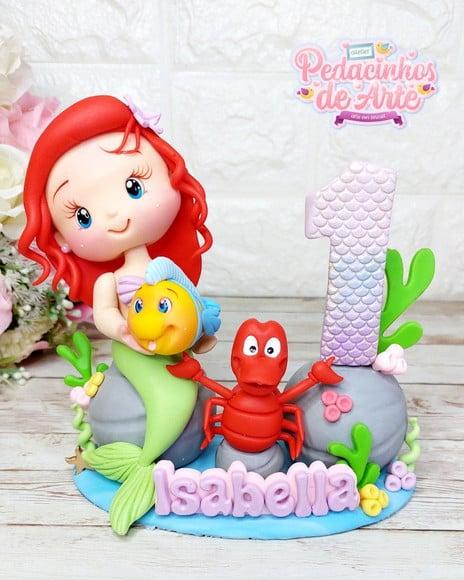 Topo de Bolo Pequena Sereia Ariel