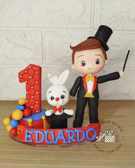 Topo de Bolo Personalizado -vela Biscuit Circo Menino