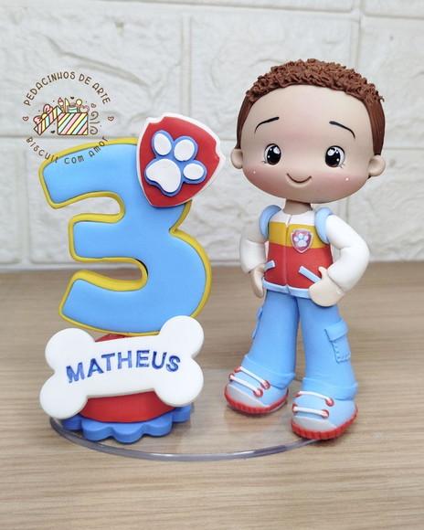 Topo de Bolo Personalizado -vela Biscuitpatrulha Canina