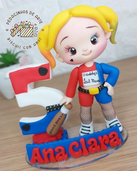 Topo de Bolo Personalizado Arlequina
