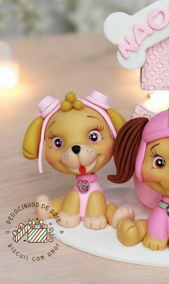 Topo de Bolo Personalizado -vela Biscuitpatrulha Canina