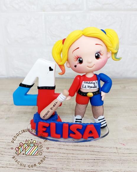 Topo de Bolo Personalizado Arlequina