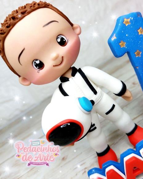 Topo de Bolo Personalizado Biscuit Astronauta