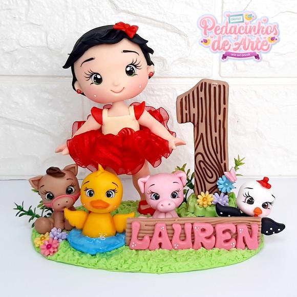 Topo de Bolo Personalizado Biscuit Fazendinha