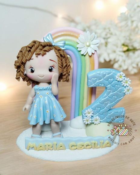 Topo de Bolo Personalizado Biscuit Margaridas