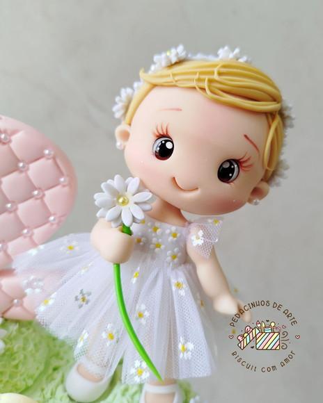 Topo de Bolo Personalizado Biscuit Margaridas