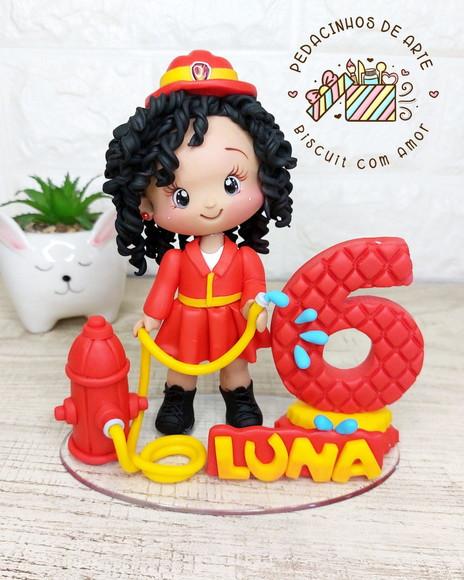 Topo de Bolo Personalizado Bombeiro